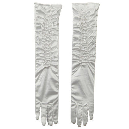 Gathered Satin 18 Inch Long Glove