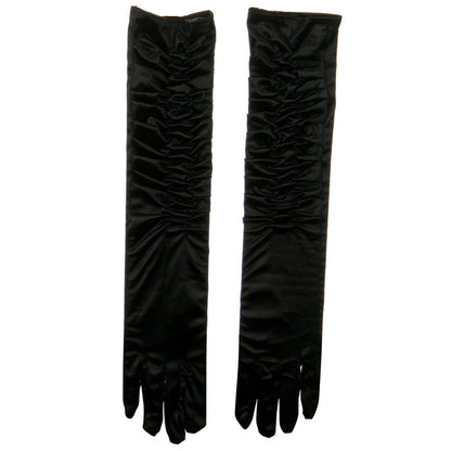 Gathered Satin 18 Inch Long Glove