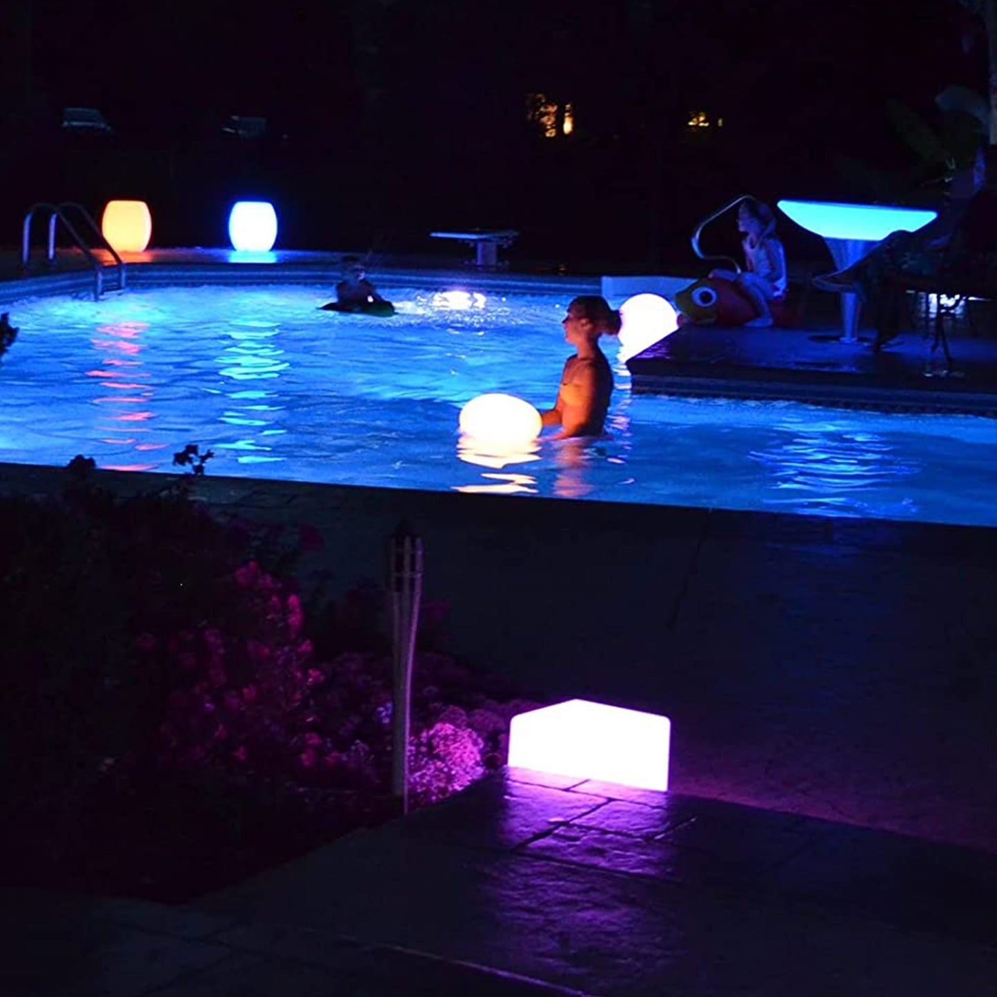 Main Access 16" Weatherproof Color Changing LED Cube Block Seat for Pool or Spa