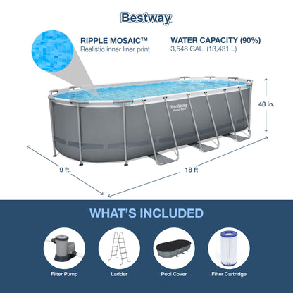 Bestway Steel Pro MAX 18' x 9' x 48" Oval Above Ground Outdoor Swimming Pool Set