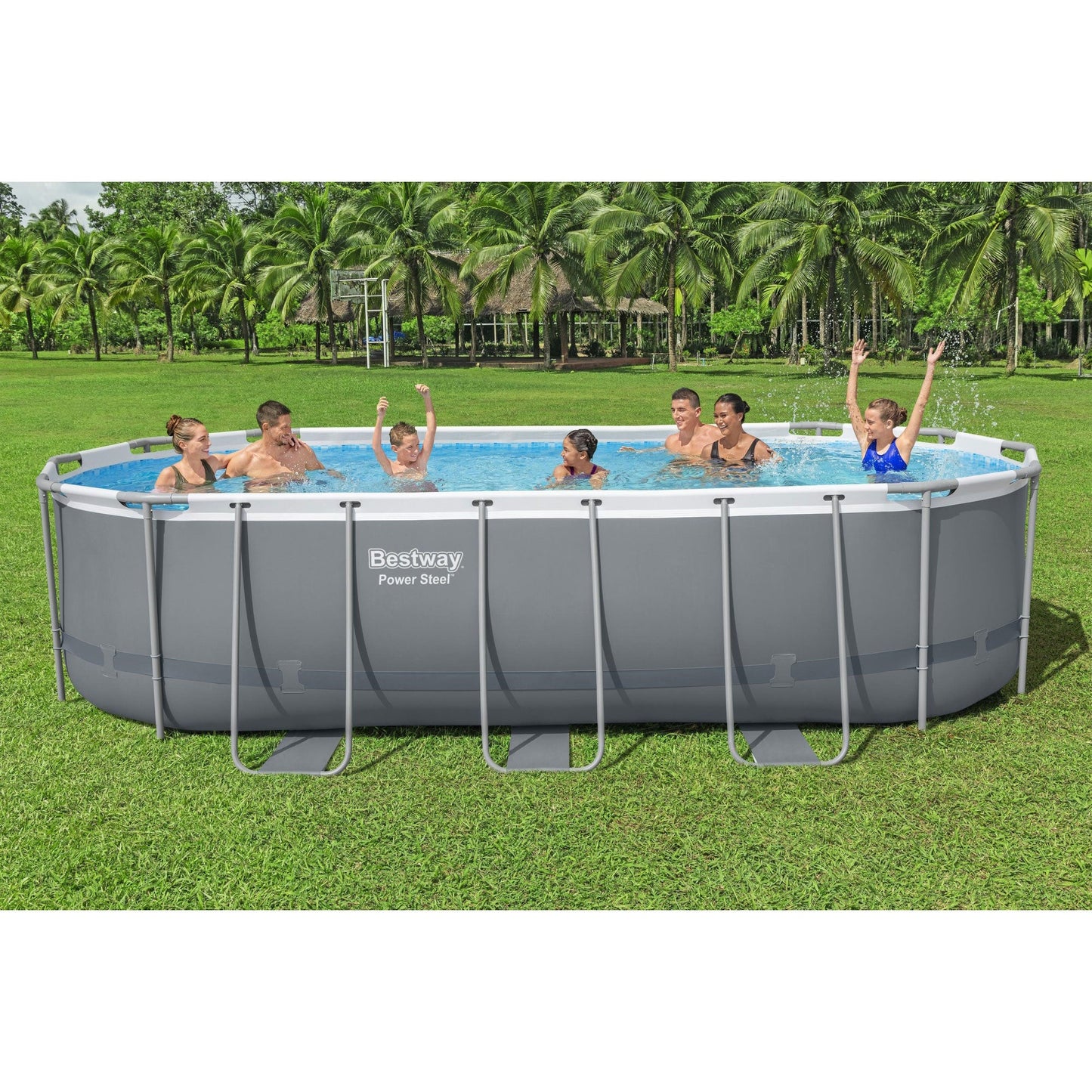 Bestway Steel Pro MAX 18' x 9' x 48" Oval Above Ground Outdoor Swimming Pool Set