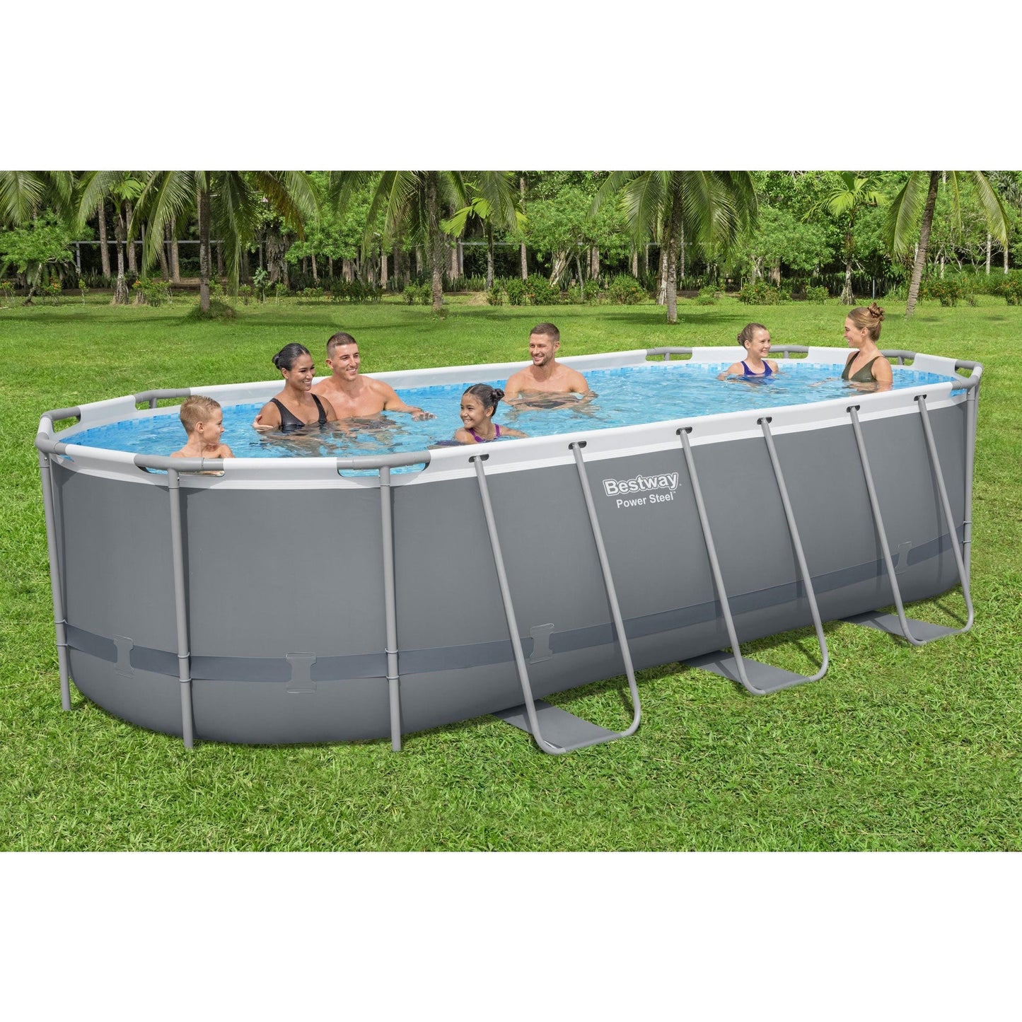 Bestway Steel Pro MAX 18' x 9' x 48" Oval Above Ground Outdoor Swimming Pool Set