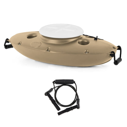 CreekKooler 30 Qt Floating Insulated Beverage Kayak Tow Cooler, Tan w/ 8' Rope