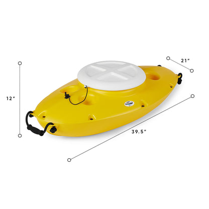 CreekKooler 30 Qt Floating Insulated Beverage Cooler Pull Behind Kayak, Yellow