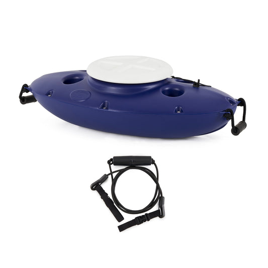 CreekKooler 30 Qt Floating Insulated Beverage Kayak Tow Behind Cooler w/ 8' Rope