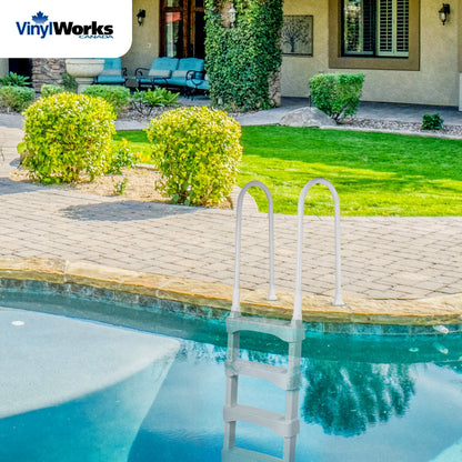 Vinyl Works SLD2 Resin 60 Inch Above Ground Swimming Pool Step Ladder, White