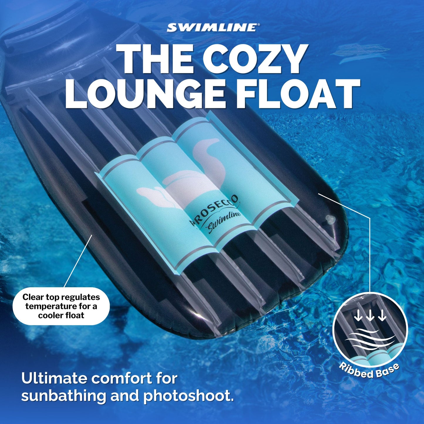 Swimline 90650 Inflatable 86" Prosecco Bottle Pool Float Water Raft Lounger