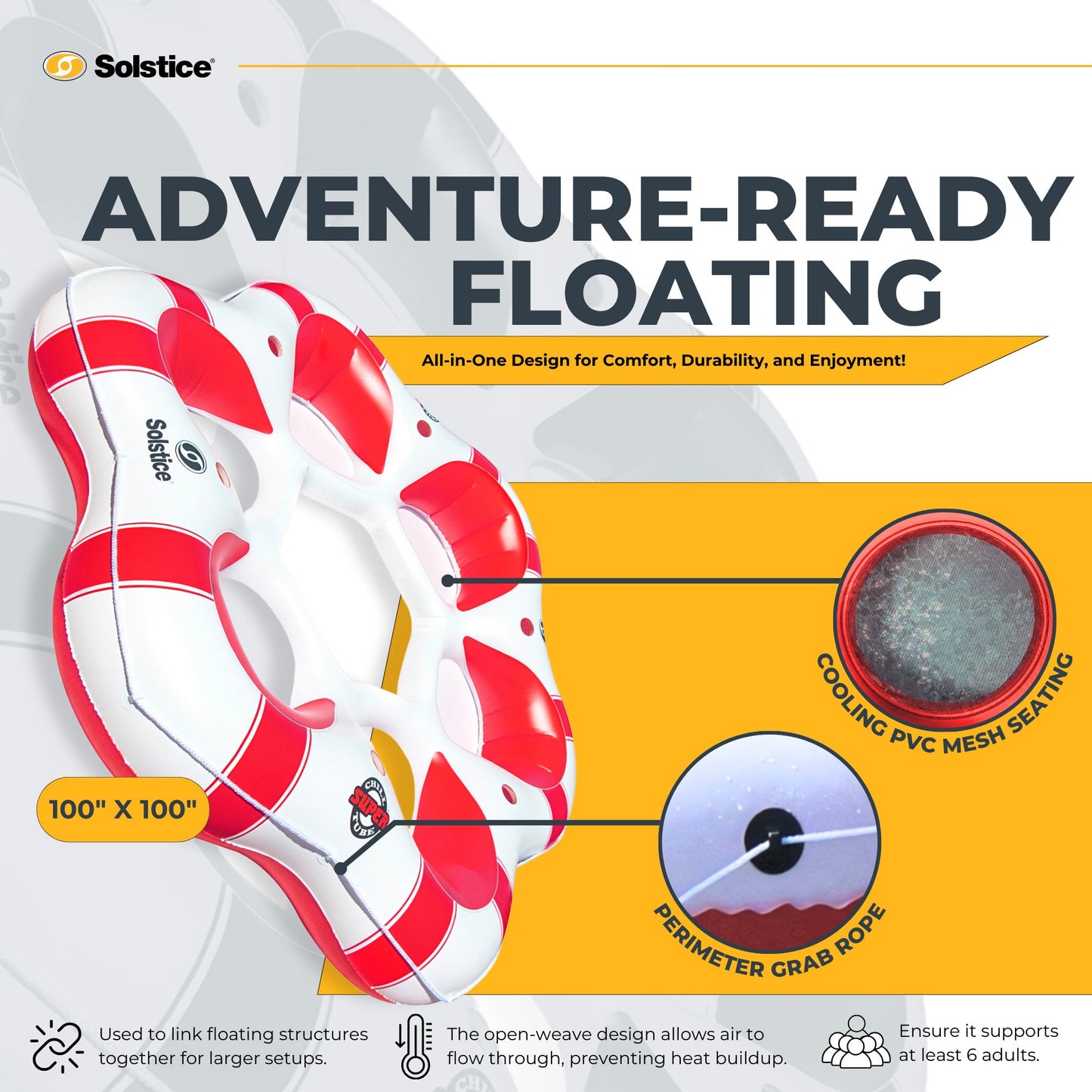 Swimline Solstice Inflatable SuperChill Island 6 Person Water Raft Float Lounger