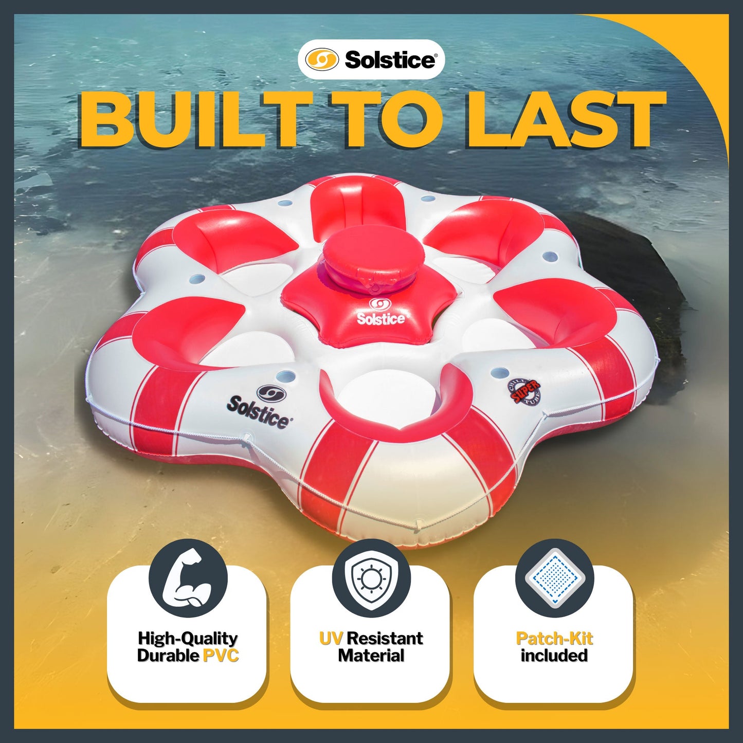 Swimline Solstice Inflatable SuperChill Island 6 Person Water Raft Float Lounger