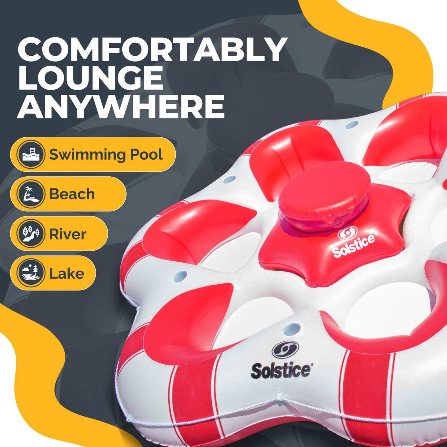 Swimline Solstice Inflatable SuperChill Island 6 Person Water Raft Float Lounger