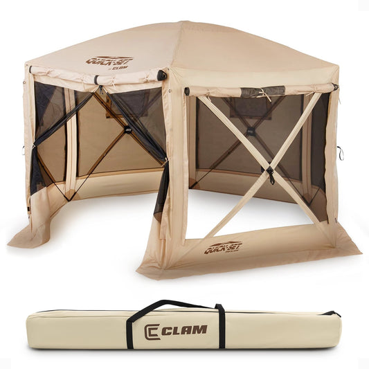 CLAM Quick-Set Pavilion 12.5 x 12.5 Foot Portable Outdoor Canopy Shelter, Tan