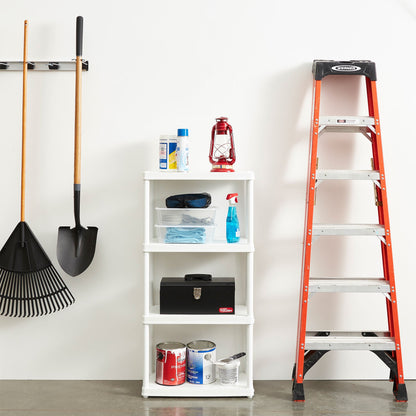 Gracious Living 4 Shelf Fixed Height Light Duty Storage Unit, White (4 Pack)