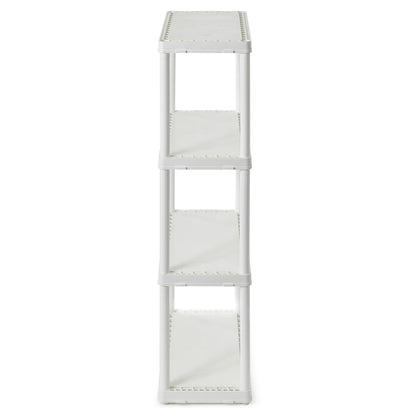 Gracious Living 4 Shelf Fixed Height Light Duty Storage Unit, White (4 Pack)