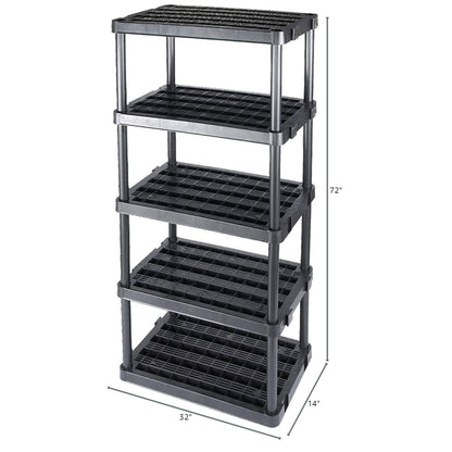 Gracious Living 5 Shelf Adjustable Ventilated Medium Duty Shelving Unit, Black