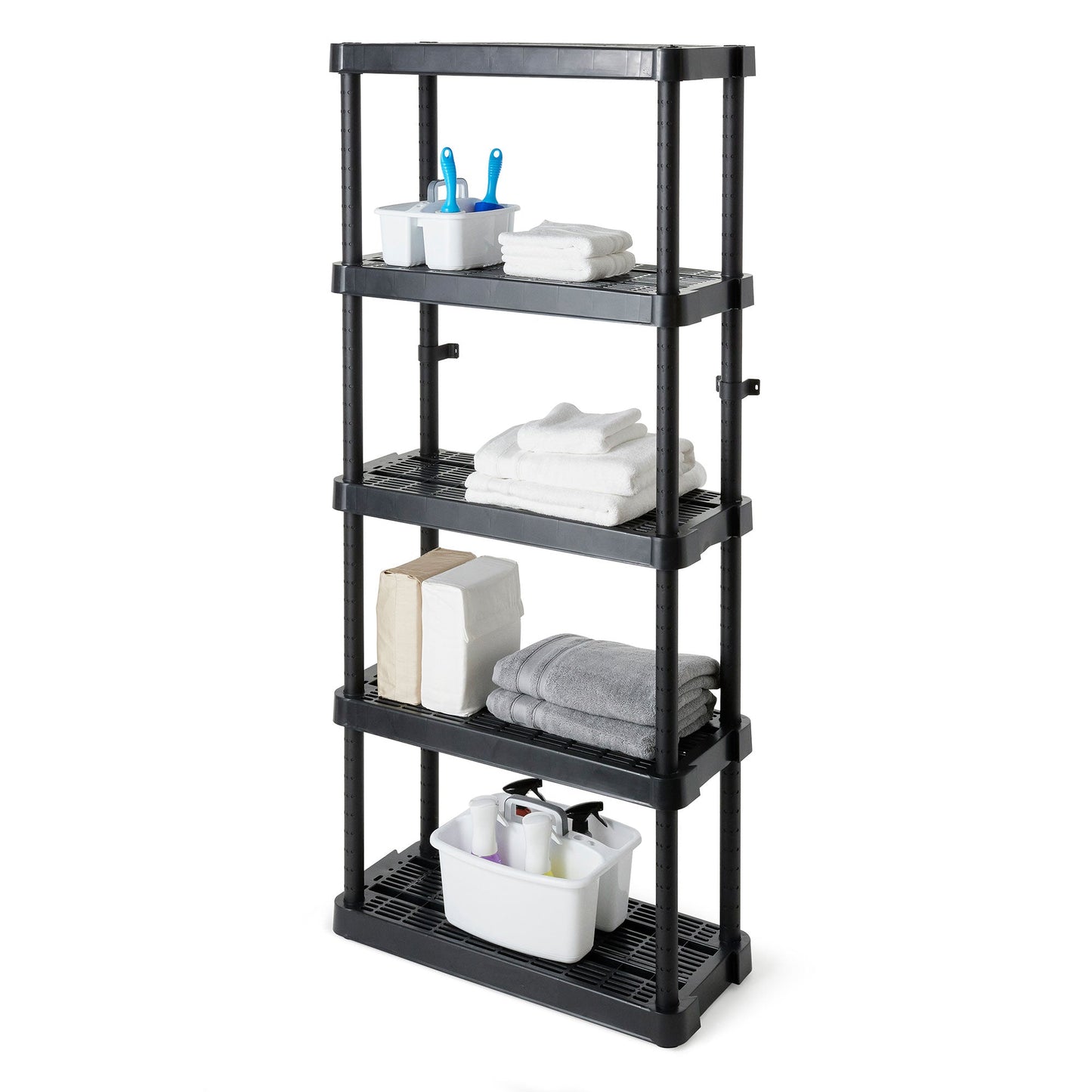 Gracious Living 5 Shelf Adjustable Ventilated Medium Duty Shelving Unit, Black