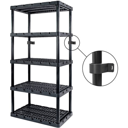Gracious Living 5 Shelf Adjustable Ventilated Medium Duty Shelving Unit, Black