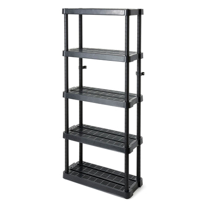 Gracious Living 5 Shelf Adjustable Ventilated Medium Duty Shelving Unit, Black