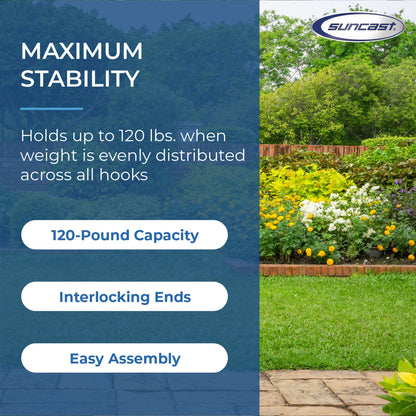 Suncast 4 Foot Wall Mount Garden Long Handled Tool Hanger Organizer, Platinum