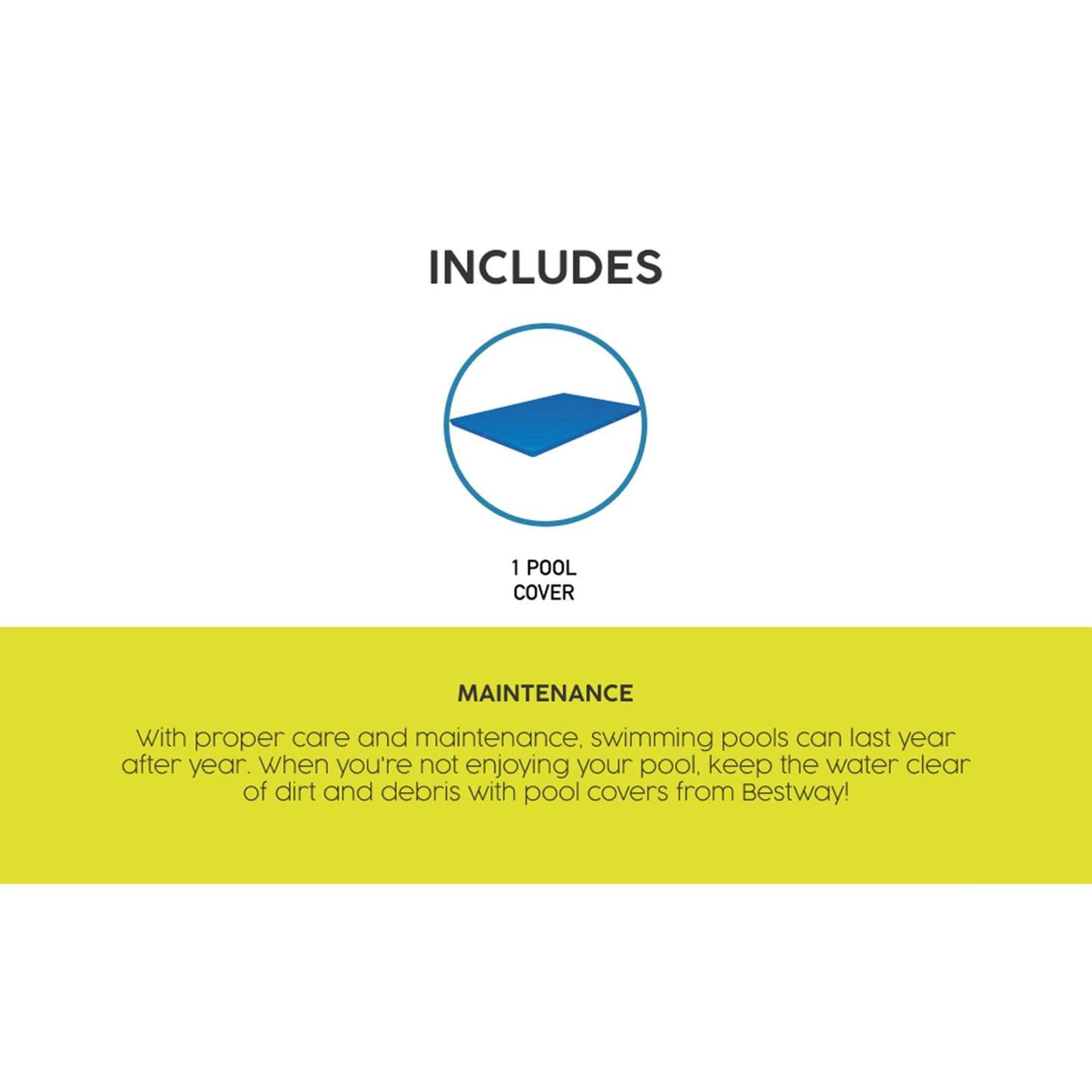 Bestway Rectangular 118" x 79" Above Ground Outdoor Swimming Pool Cover, Blue