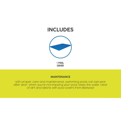 Bestway Rectangular 118" x 79" Above Ground Outdoor Swimming Pool Cover, Blue