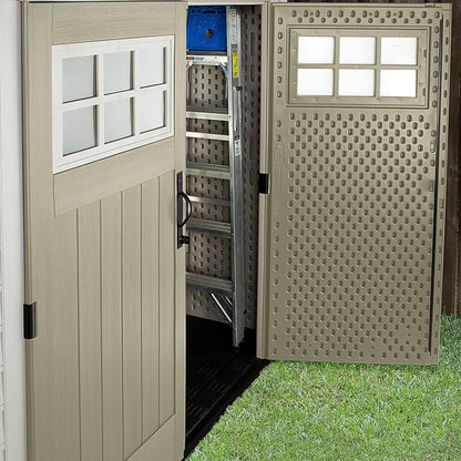 Rubbermaid 7x7 Ft Durable Weather Resistant Resin Outdoor Storage Shed, Sand