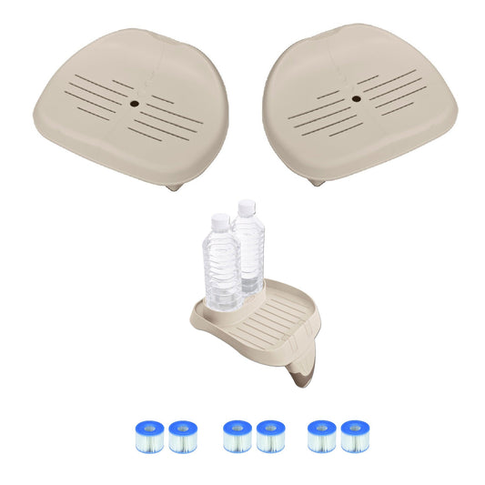 Intex Spa Seat (2 pack) and Cup Holder/Tray & Type A Filter Cartridges (3 Pack)