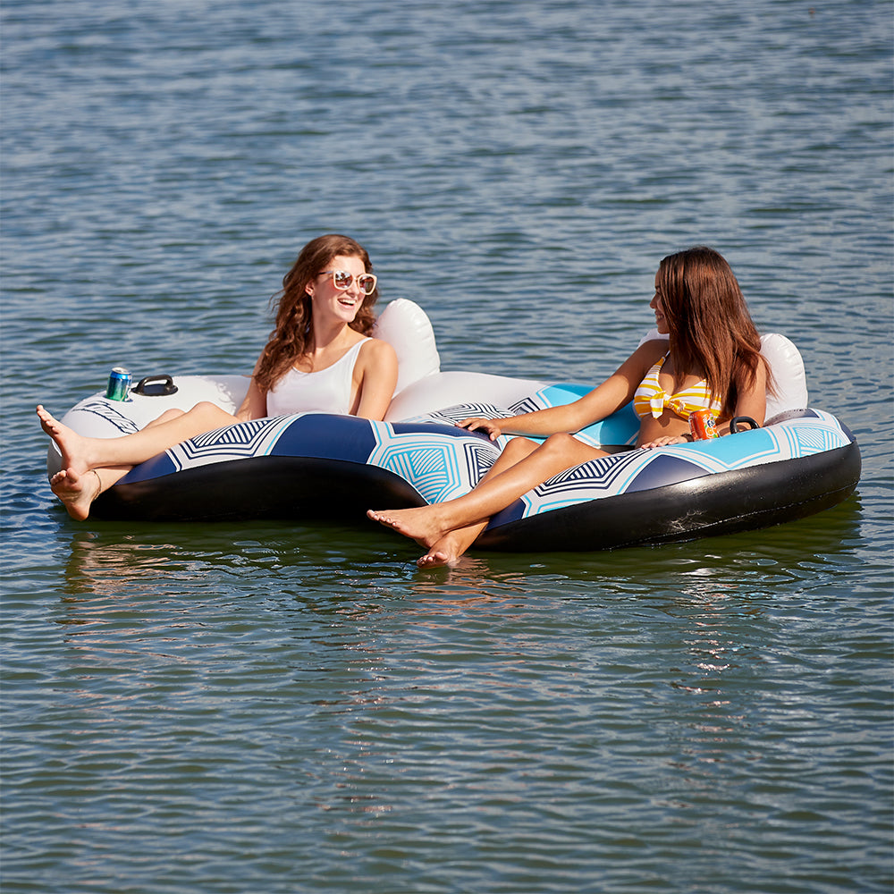 Bestway CoolerZ Rapid Rider Inflatable 2 Person Pool River Lake Tube Float, Blue
