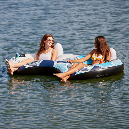 Bestway CoolerZ Rapid Rider Inflatable 2 Person Pool River Lake Tube Float, Blue