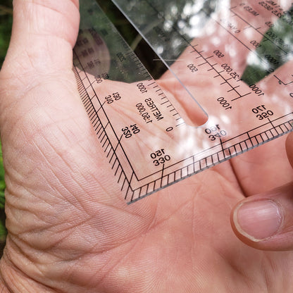 Map Protractor - For Map Reading and Navigation - MILS/Degrees/Meters/Yards