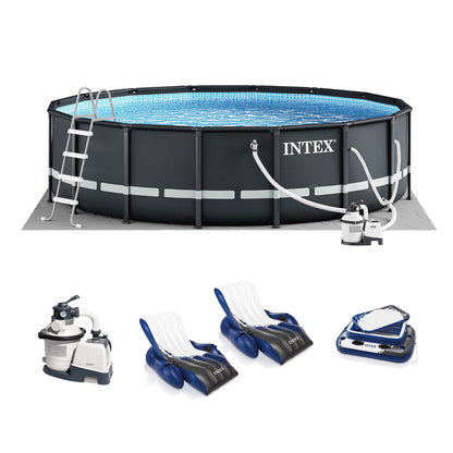 Intex 16ft x 48in Ultra XTR Round Frame Pool, Pump, Cooler, & Floats (2 Pack)