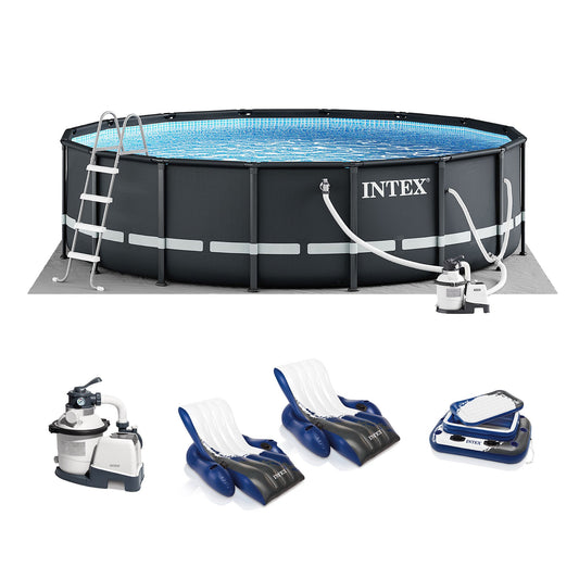 Intex 16ft x 48in Ultra XTR Round Frame Pool, Pump, Cooler, & Floats (2 Pack)