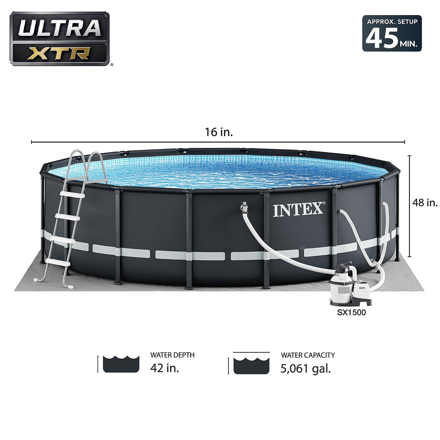 Intex 16ft x 48in Ultra XTR Round Frame Pool, Pump, Cooler, & Floats (2 Pack)