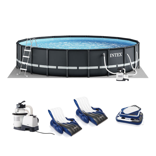 Intex 20ft x 48in Ultra XTR Round Pool, Pump, Ladder, Lounger (2 Pack), & Cooler