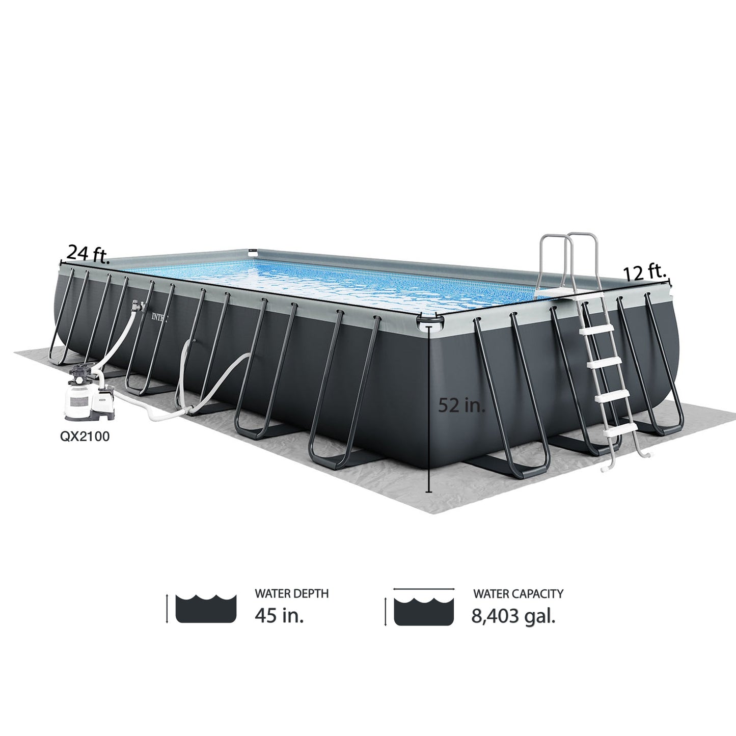 Intex 24ft x 12ft x 52in Ultra XTR Rectangular Pool, Floats (2 Pack), & Cooler