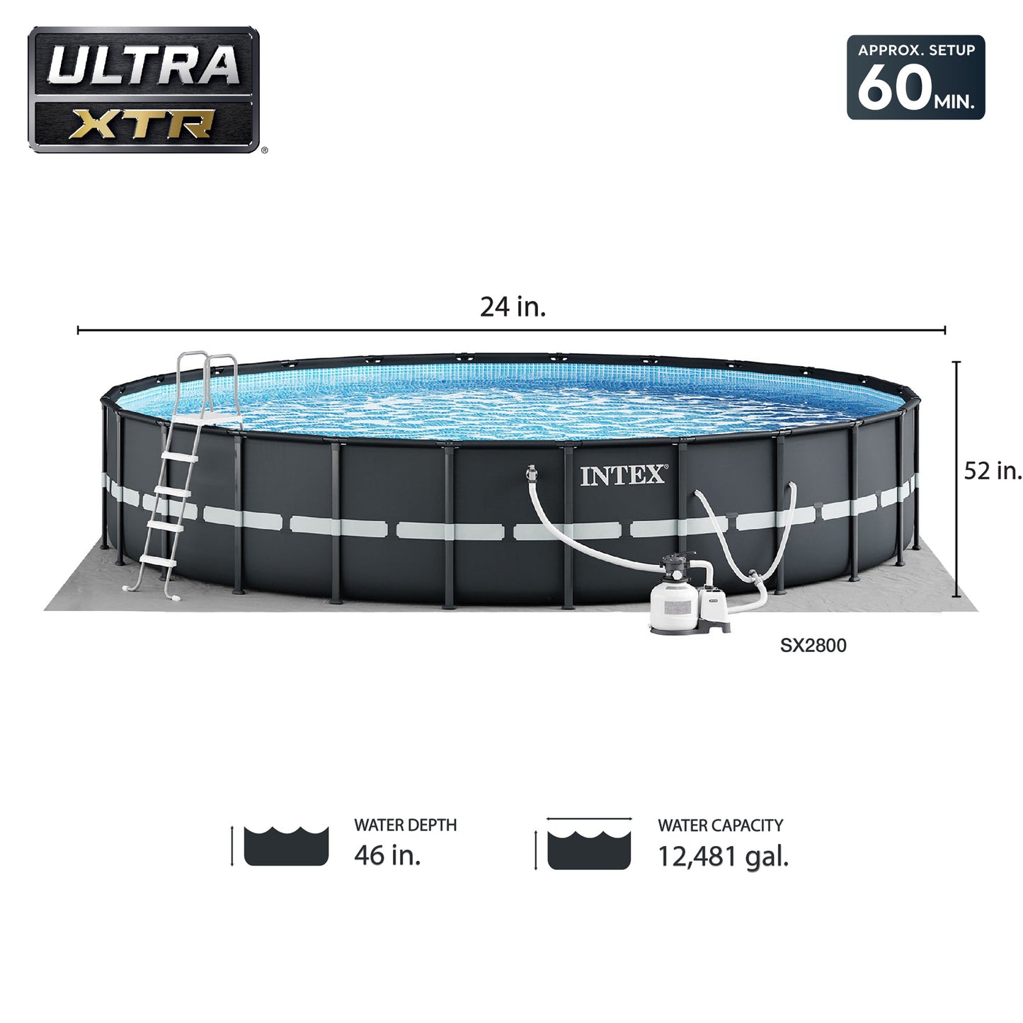 Intex 24' x 52" Ultra XTR Frame Pool, 2 Floating Loungers and Mega Chill Cooler