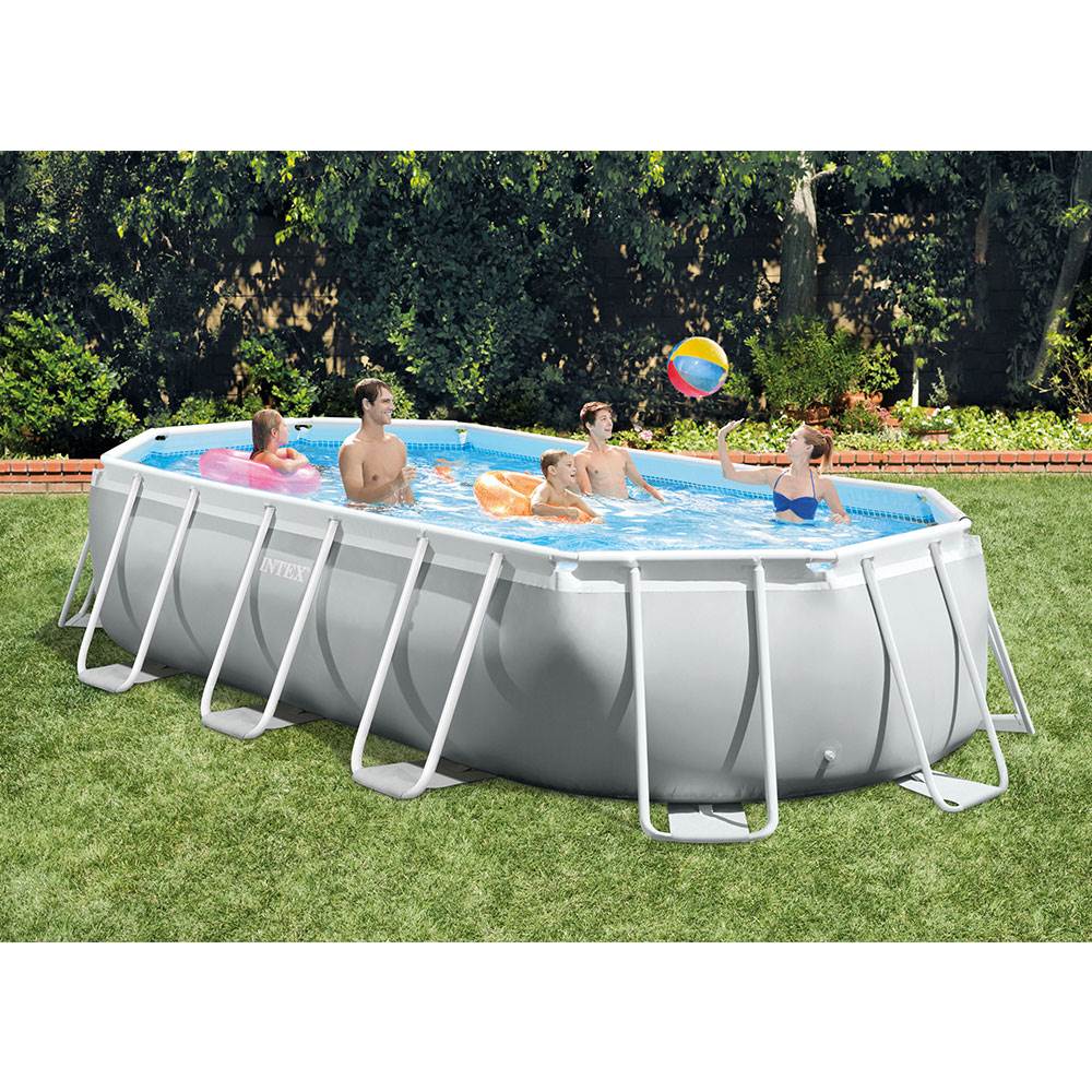 Intex 16.5ft x 9ft x 48in Oval Prism Pool and Cleaning Kit with Skimmer