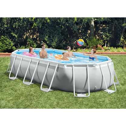 Intex 16.5ft x 9ft x 48in Oval Prism Pool and Cleaning Kit with Skimmer