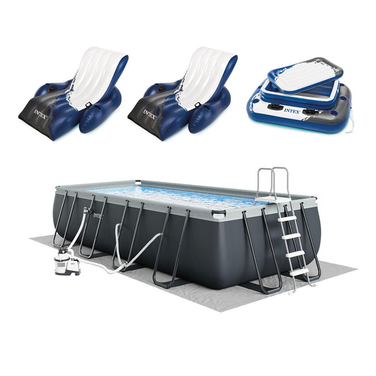 Intex 18ft x 9ft x 52in Ultra XTR Rectangular Pool, Floats (2 Pack), and Cooler