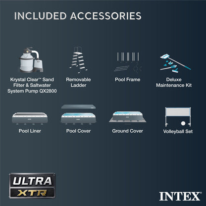 Intex 32ft x 16ft x 52in Ultra XTR Rectangular Swimming Pool and Maintenance Kit