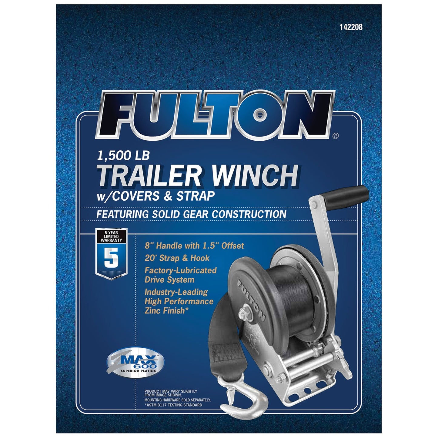 Fulton 142208 Single Speed Tow Winch with 20 Inch Strap, 1500 Pound Capacity