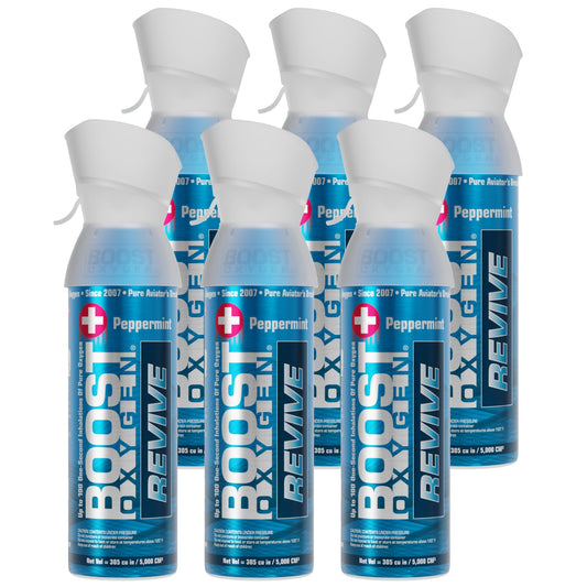 Boost Oxygen Natural Portable 5L Pure Canned Oxygen Canister Peppermint (6 Pack)