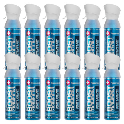 Boost Oxygen Natural Portable 5 Liter Pure Oxygen Canister Peppermint (12 Pack)