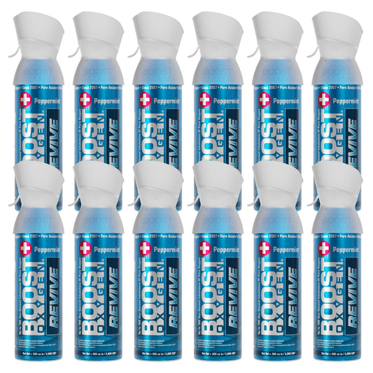 Boost Oxygen Natural Portable 5 Liter Pure Oxygen Canister Peppermint (12 Pack)