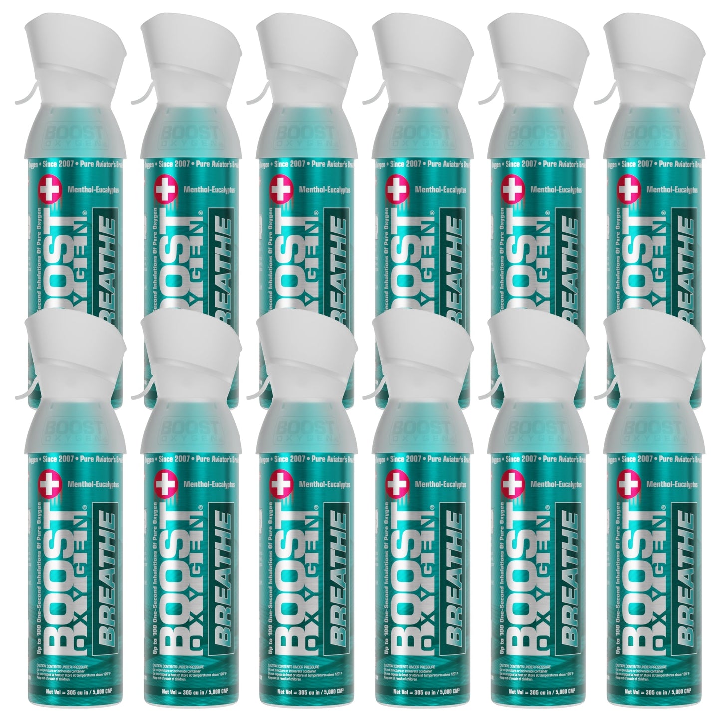 Boost Oxygen Natural Portable 5-Liter Pure Oxygen Canister, Menthol (12 Pack)