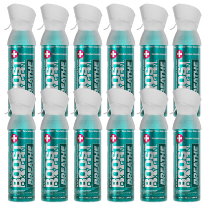 Boost Oxygen Natural Portable 5-Liter Pure Oxygen Canister, Menthol (12 Pack)