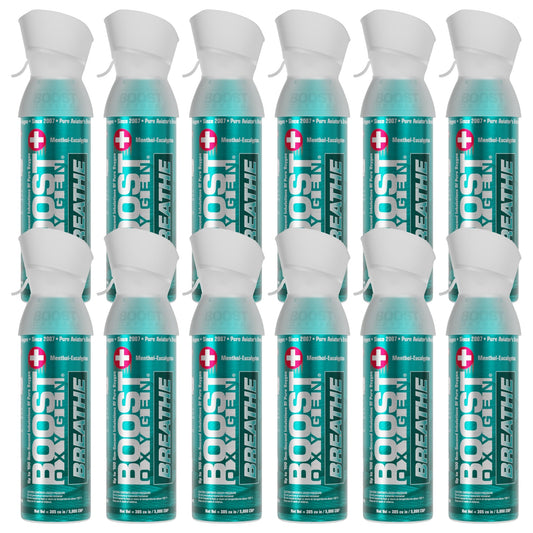 Boost Oxygen Natural Portable 5-Liter Pure Oxygen Canister, Menthol (12 Pack)