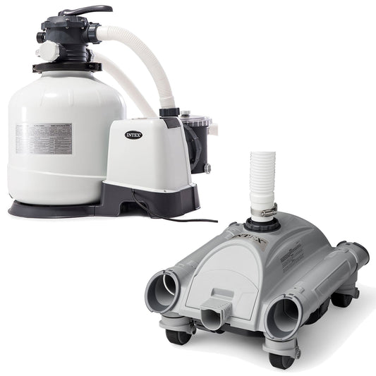 Intex 3000 Sand Filter Pump and Automatic Vacuum Cleaner for Above Ground Pools