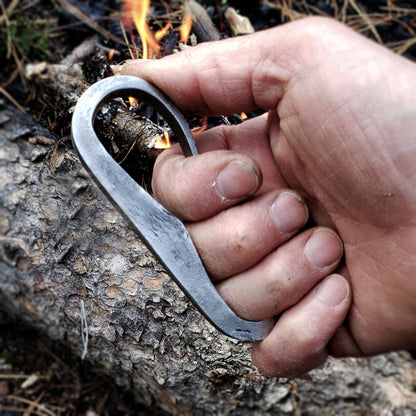 Traditional Flint & Steel Striker - Hand Forged High Carbon Steel - Primitive Firestarting Tool