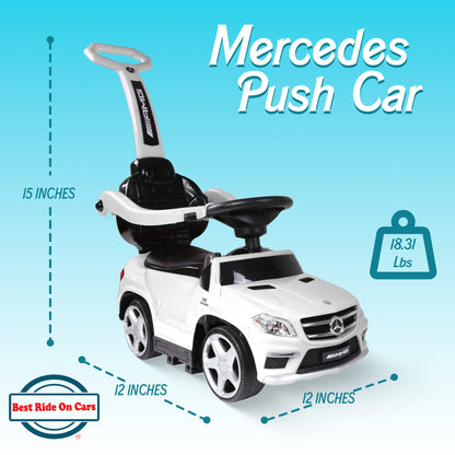 Best Ride On Cars Toddler 4-in-1 Mercedes Push Car Stroller w/ LED Lights, White