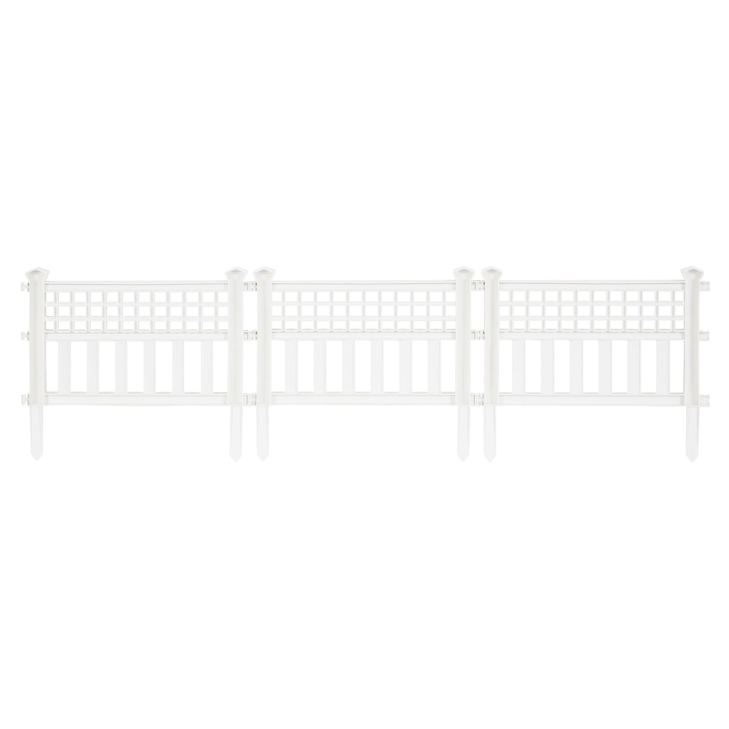 Suncast Grand View 14.5 x 24 Inch Resin Yard Garden Border Fence, White (3 Pack)